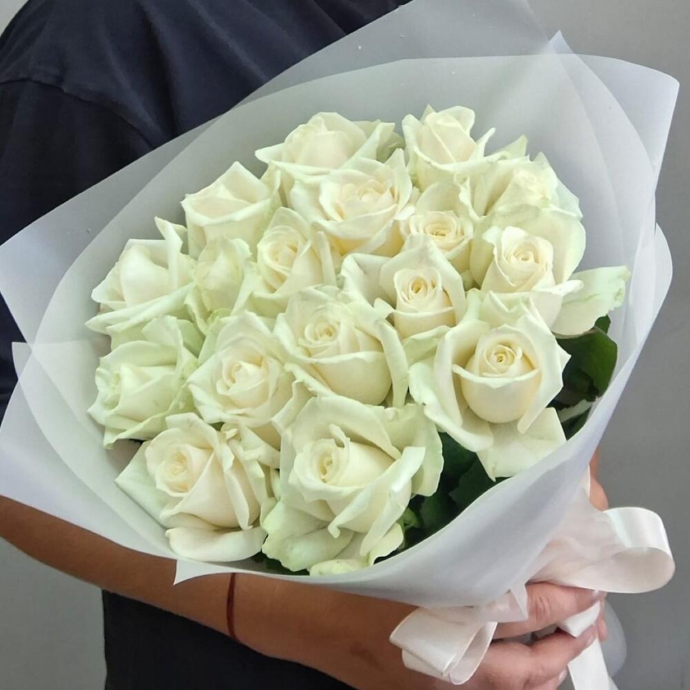 2 Букет Белых роз 17 шт 60 см