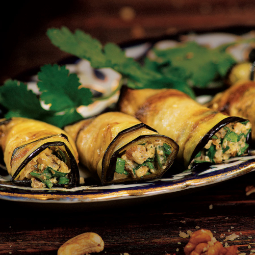 Баклажановые рулетики с орехами