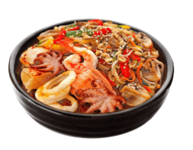 Wok с морепродуктами и овощами