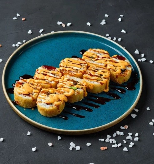 Ролл горячий с лососем, угрем и авокадо