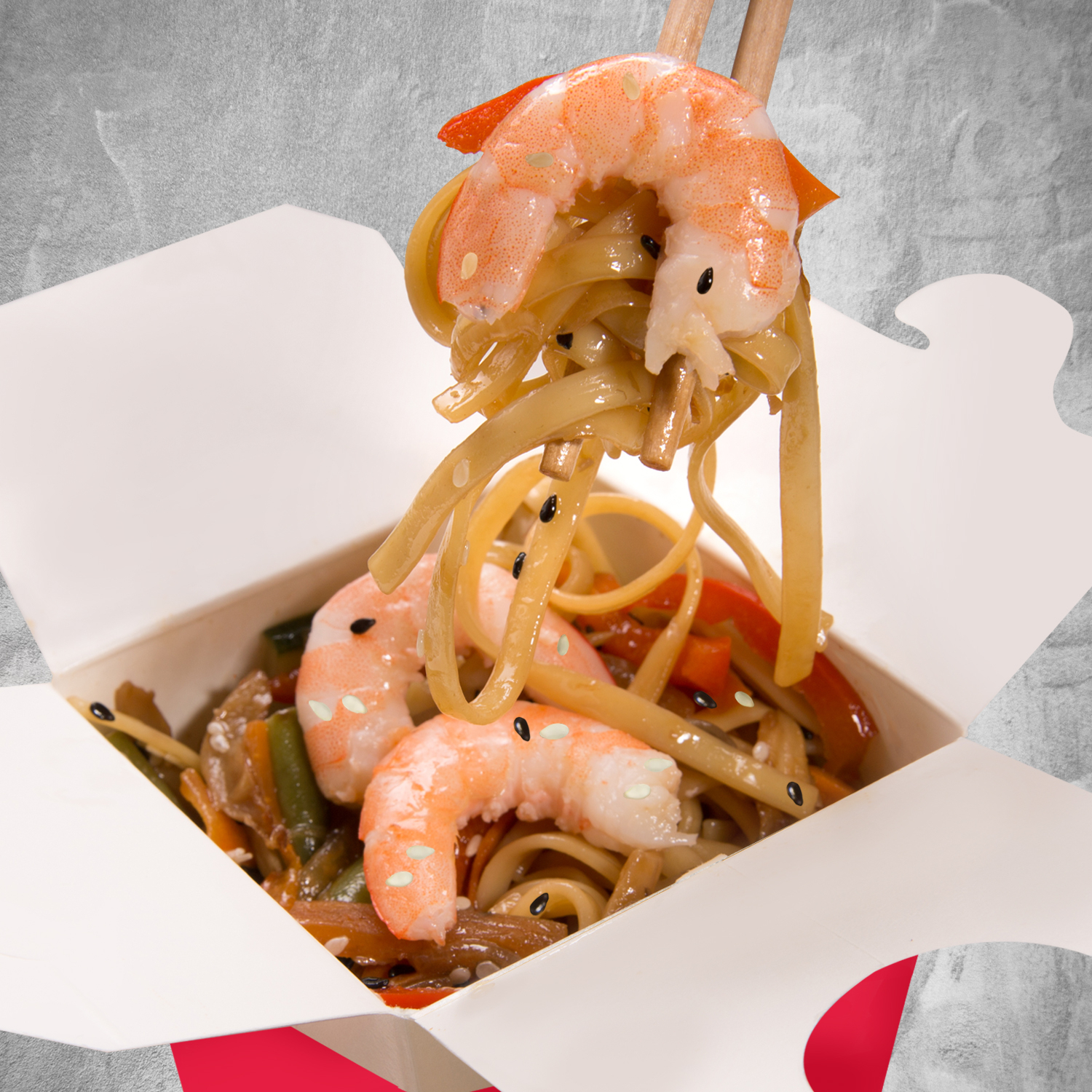 Удон сливочный с креветкой