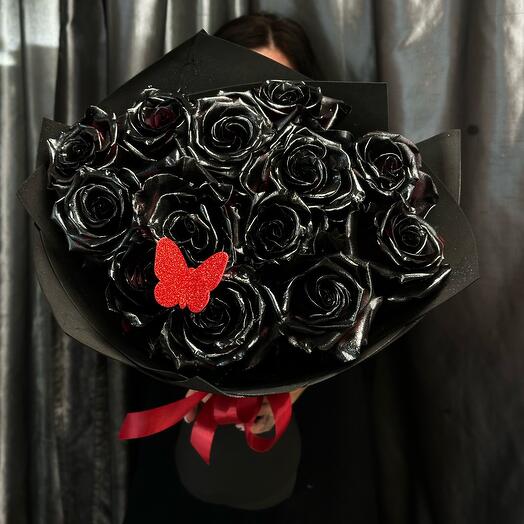 Букет «Дракула» из чёрных окрашеных роз