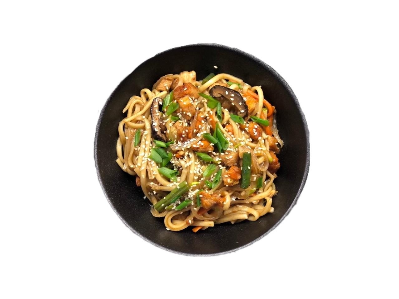 Wok с беконом в сливочном соусе