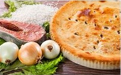 Пирог с рыбой и рисом