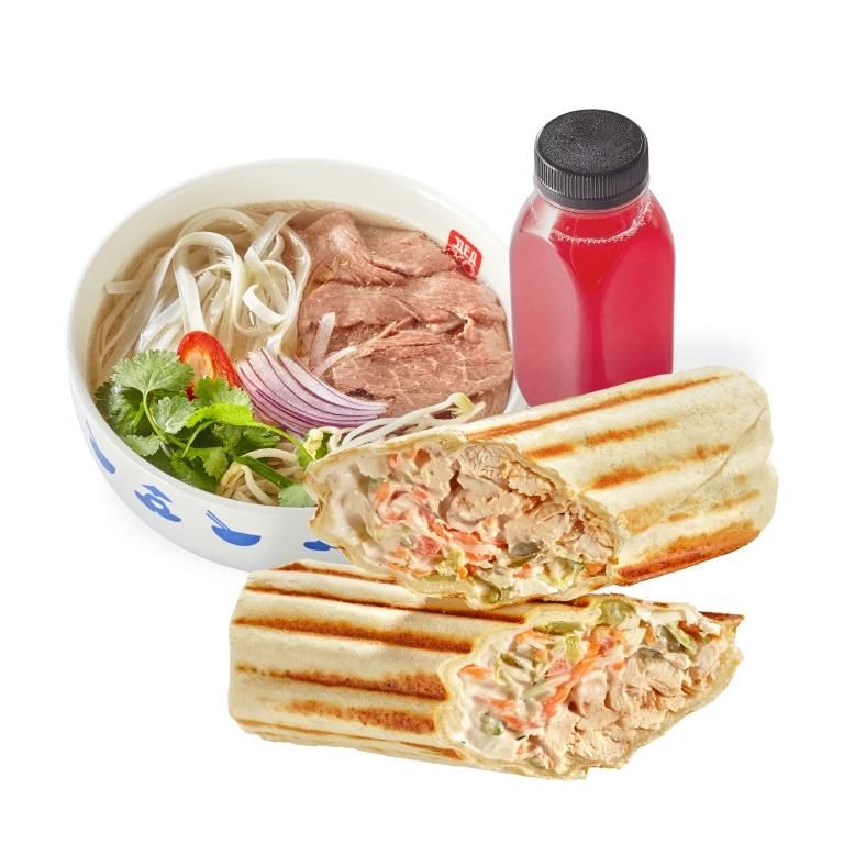 Ланч №7: суп на выбор, Шаверма с курицей, Морс
