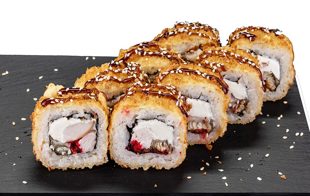 Ролл жареный с курицей и болгарским перцем