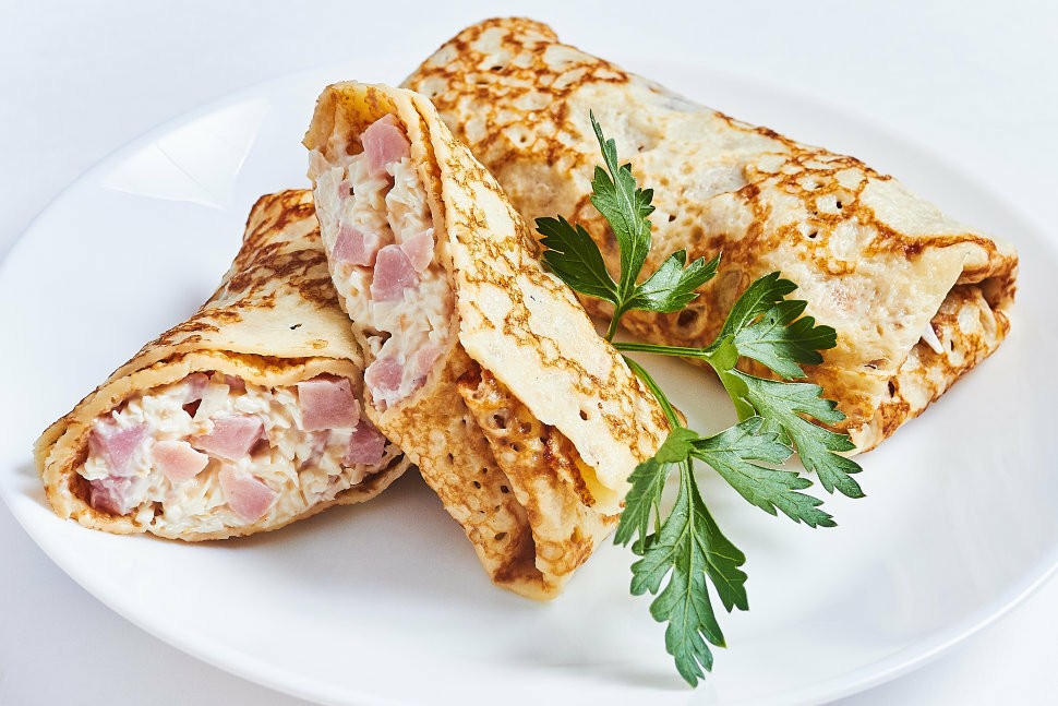 Mega блины с сыром, и ветчиной