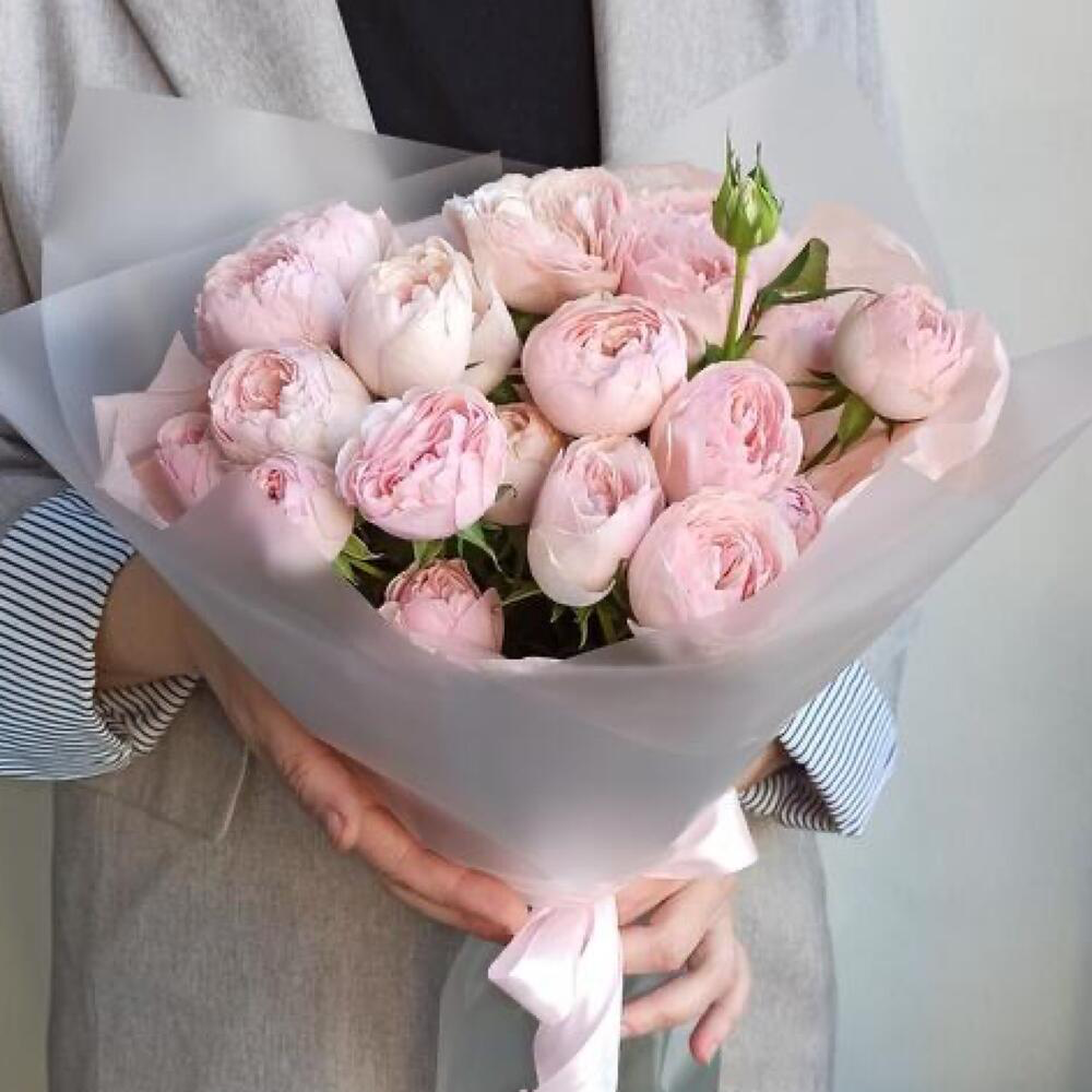 5 веточек кустовой пионовидной розы