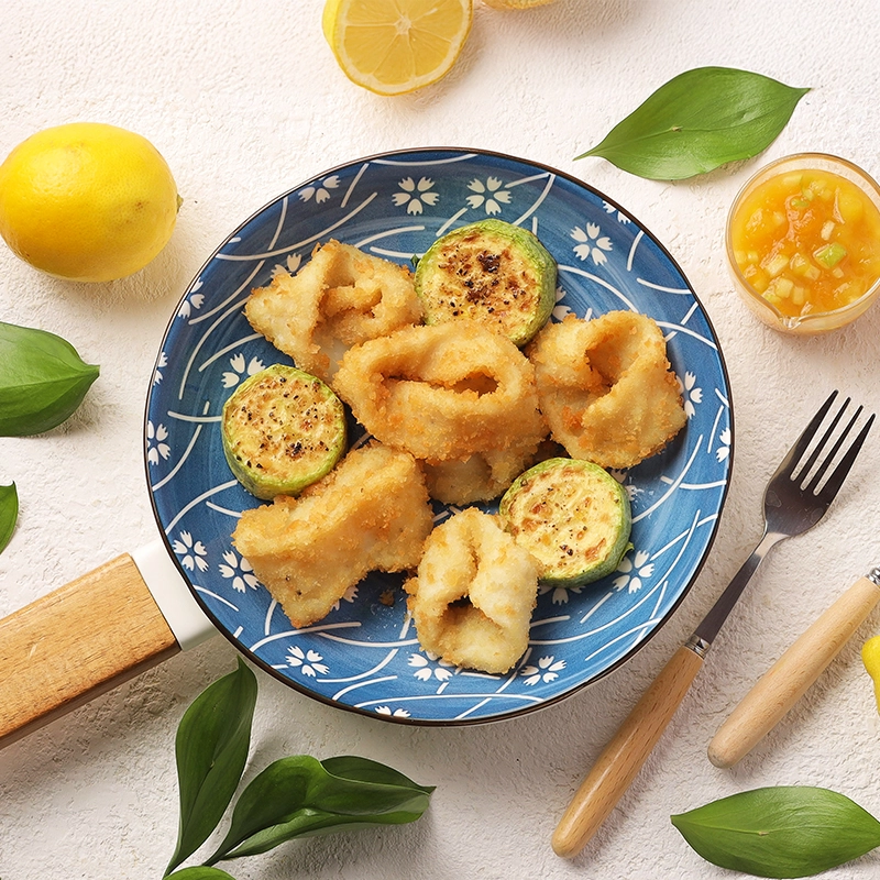 Кальмары криспи с кабачками гриль