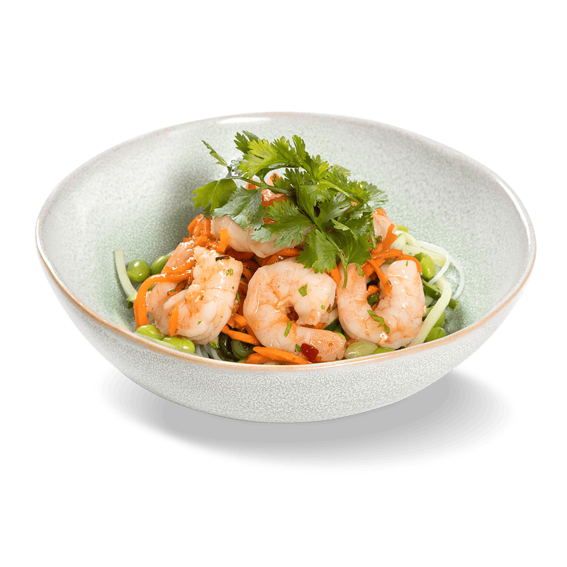 Салат С фунчозой, чукой и креветками