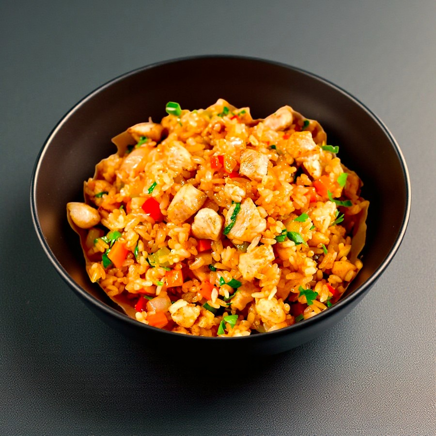 Жареный Рис с Курицей и Овощами