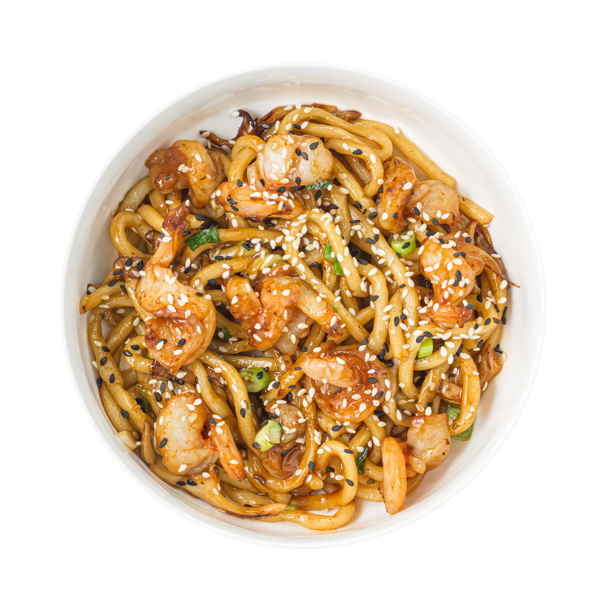 Удон в соусе терияки юдзу с креветками