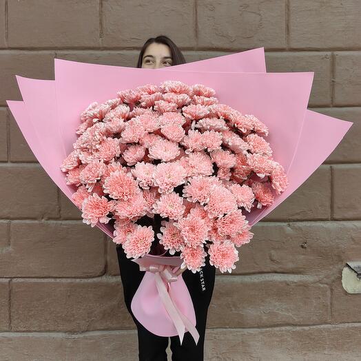 АКЦИЯ! Букет-гигант из хризантем "Пудра"