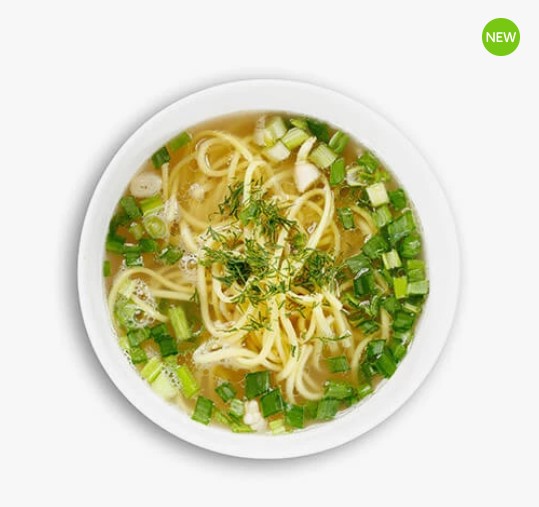 Бульон куриный с лапшой и зеленью