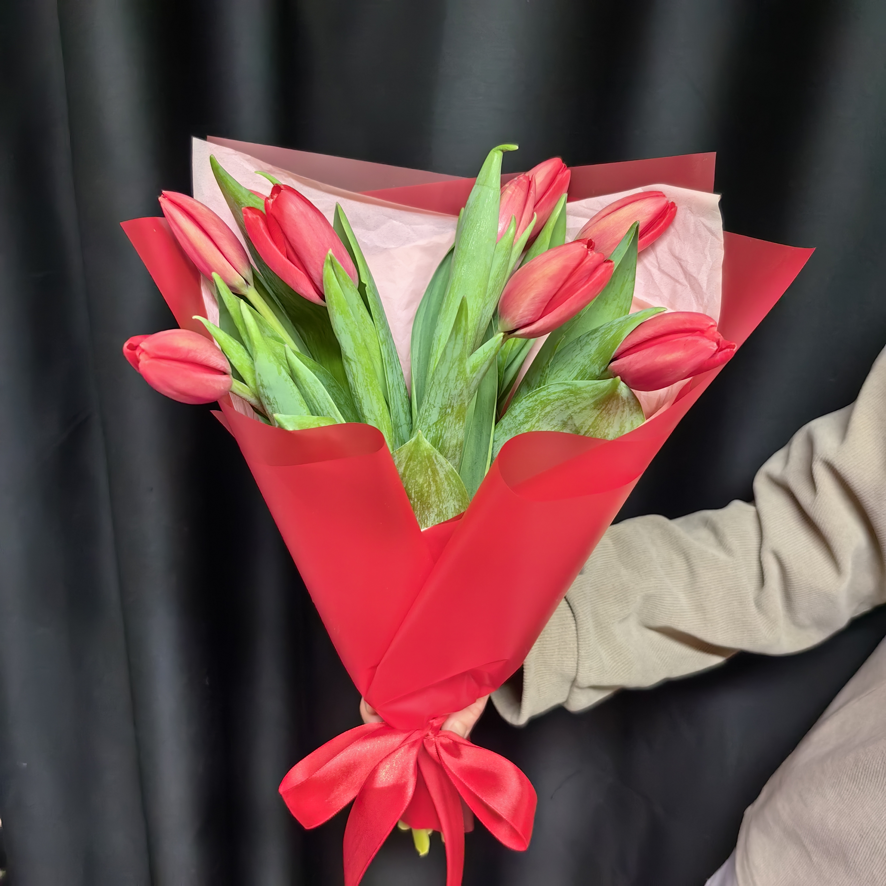 Букет из 9 красных тюльпанов (код 456)