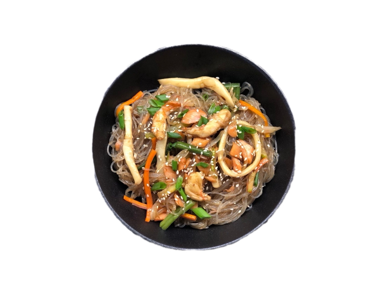 Wok с морепродуктами в соусе кимчи