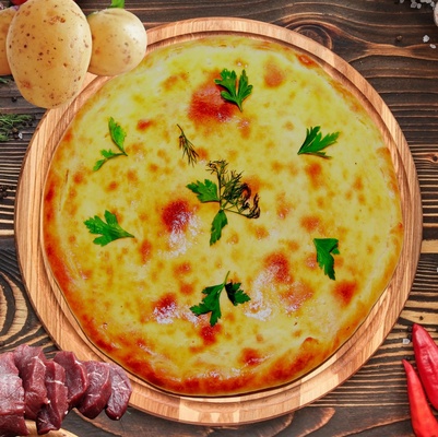 Пирог с фаршем и картофелем 25см