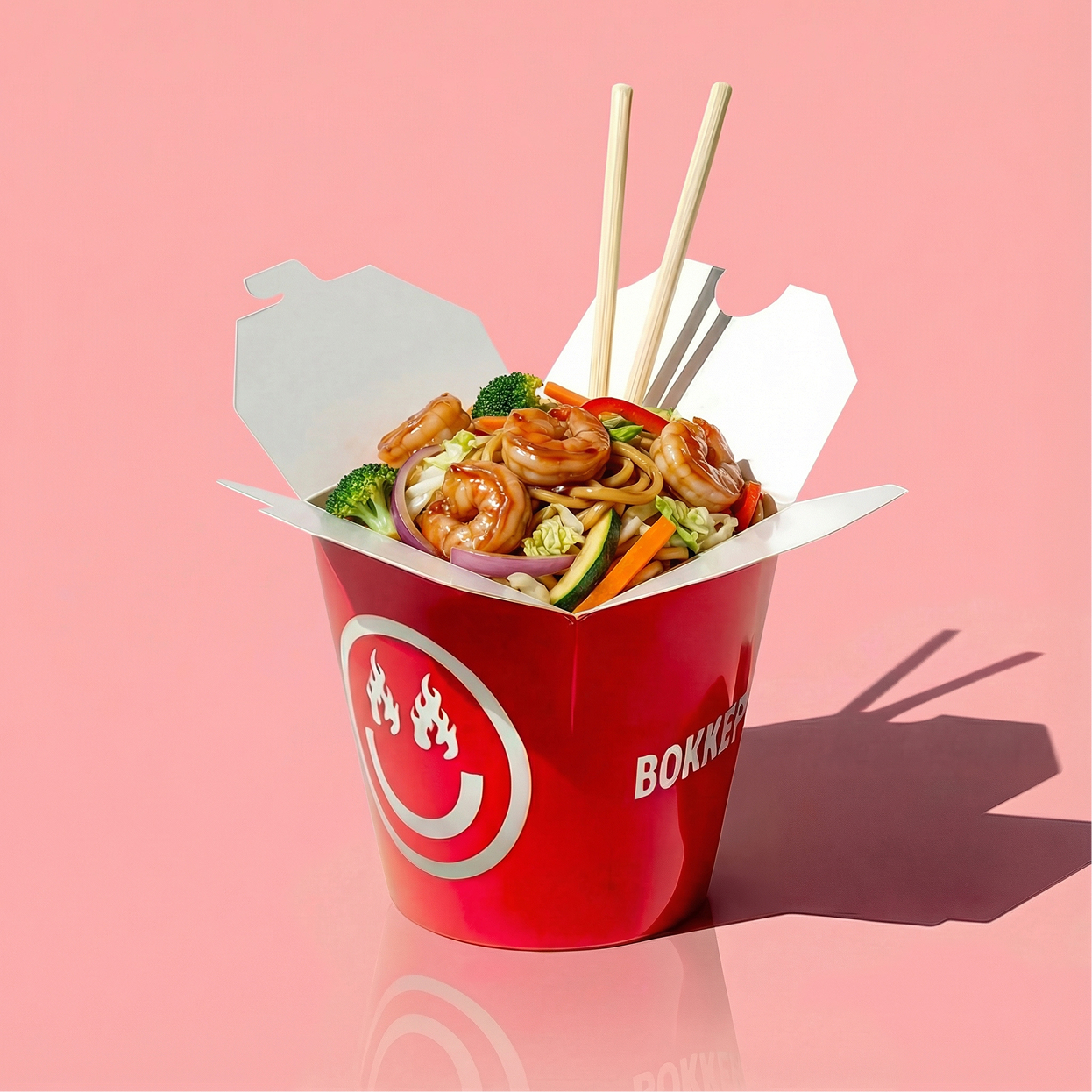 Вок креветки терияки