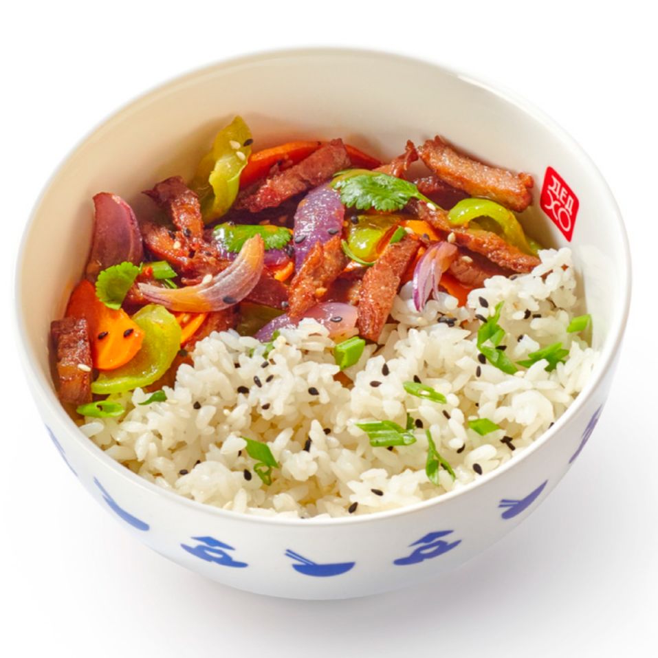 Рис на пару с говядиной