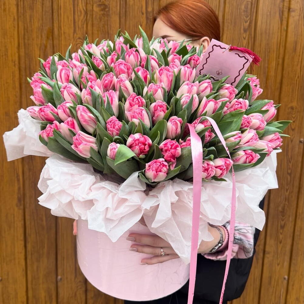 101 тюльпан в коробке