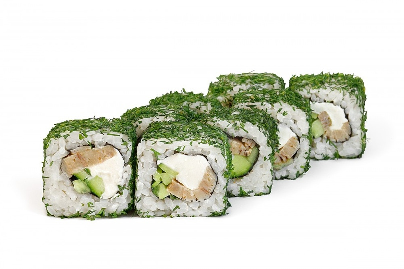 Зеленый с курицей ролл