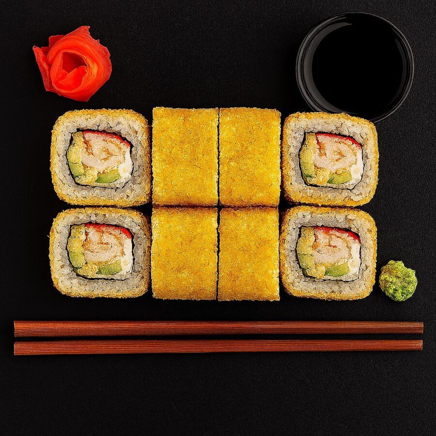 Темпурный с креветкой и тобикой