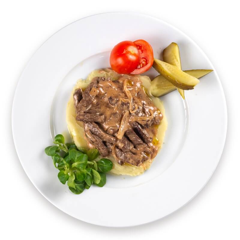 Бефстроганов с картофельным пюре
