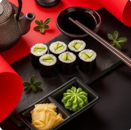 Маки с огурцом и авокадо