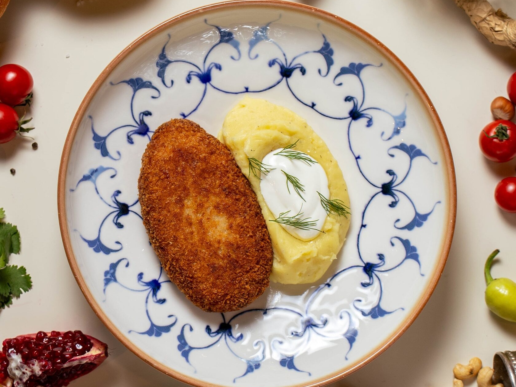 Щучья котлета с картофельным пюре