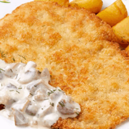 Шницель с грибным соусом