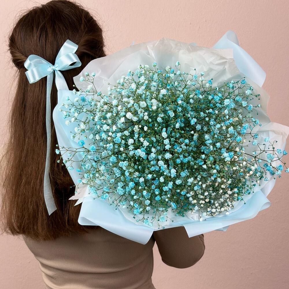 Воздушный букет голубой гипсофилы из 5 веточек