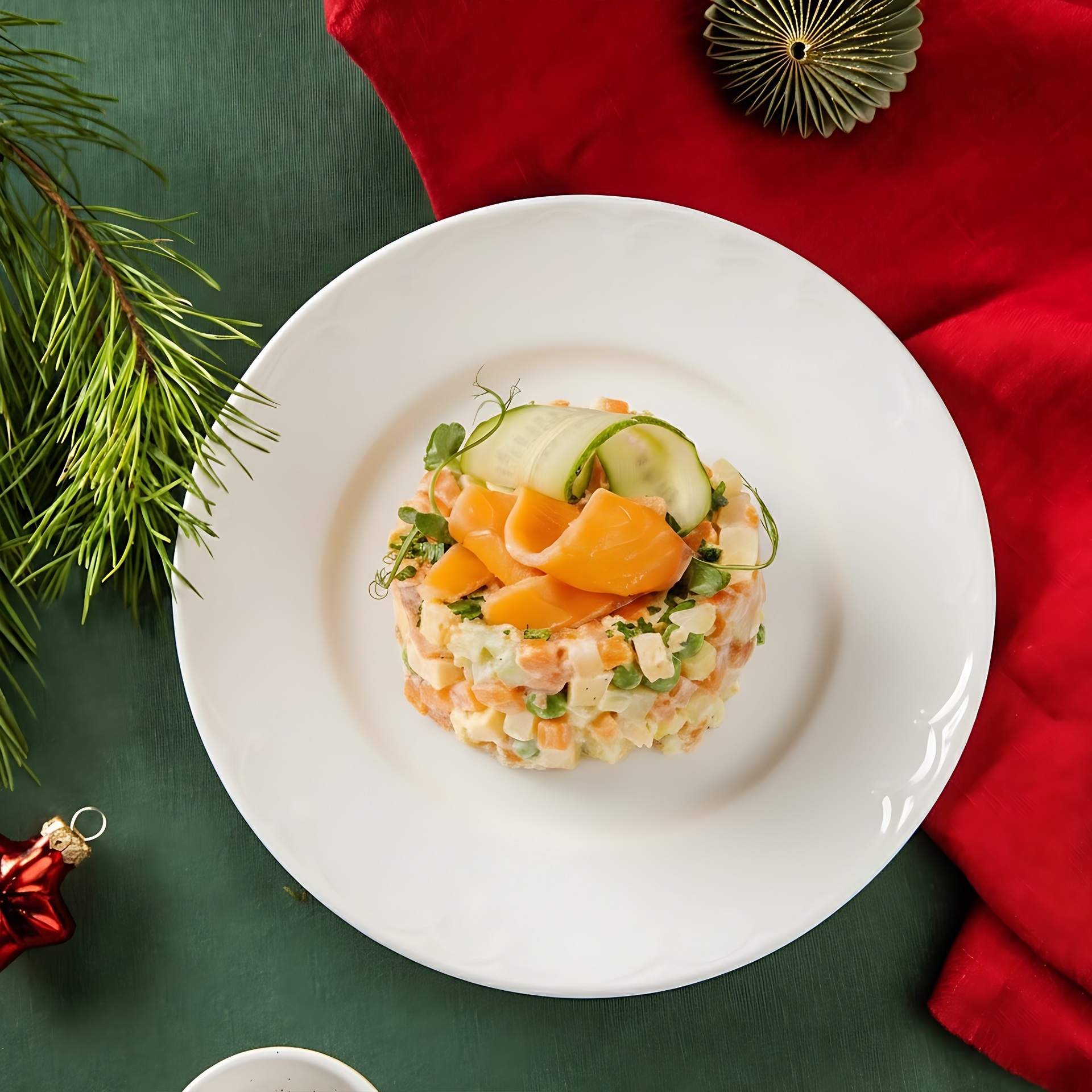 Оливье с лососем