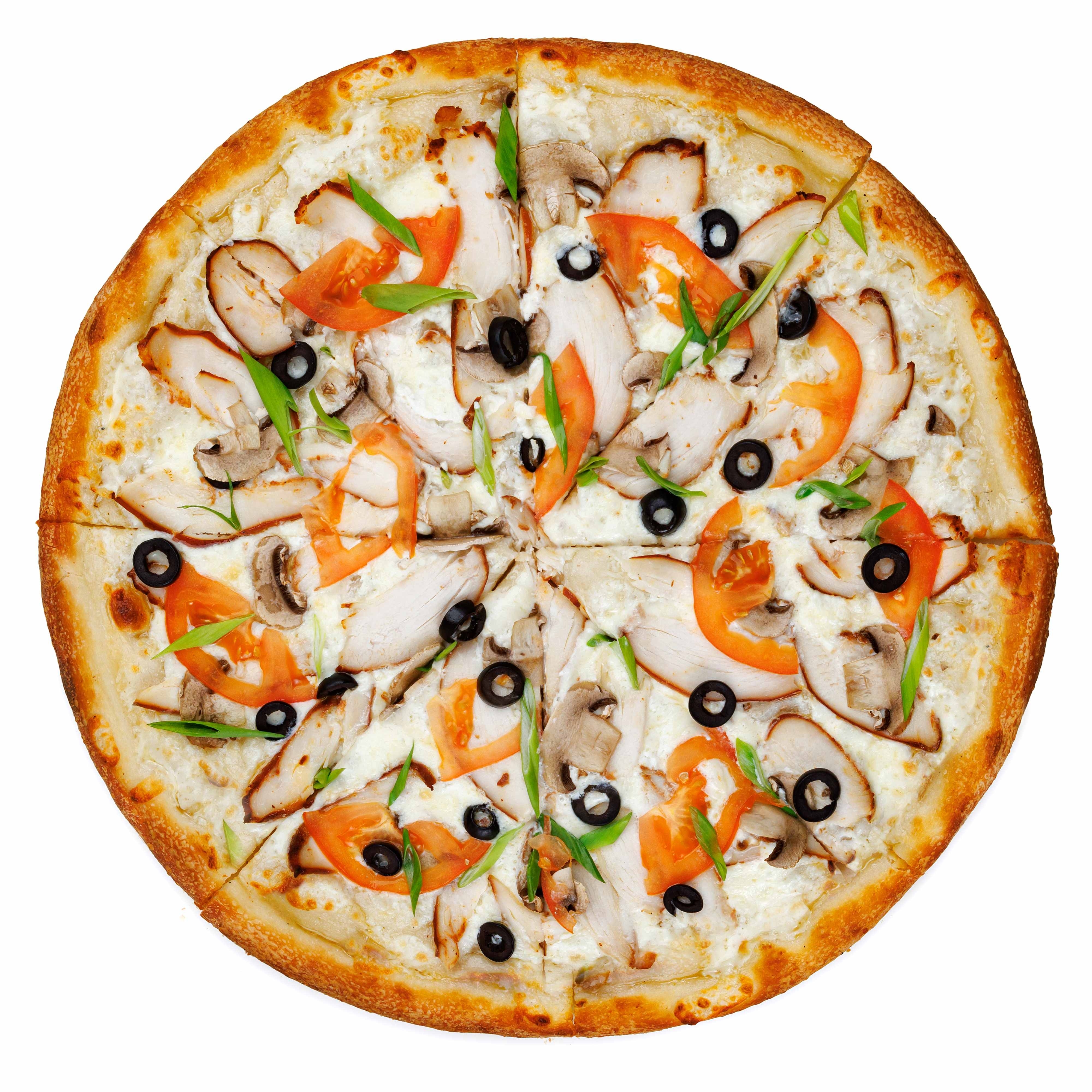 Копченой курицей и грибами 34 см