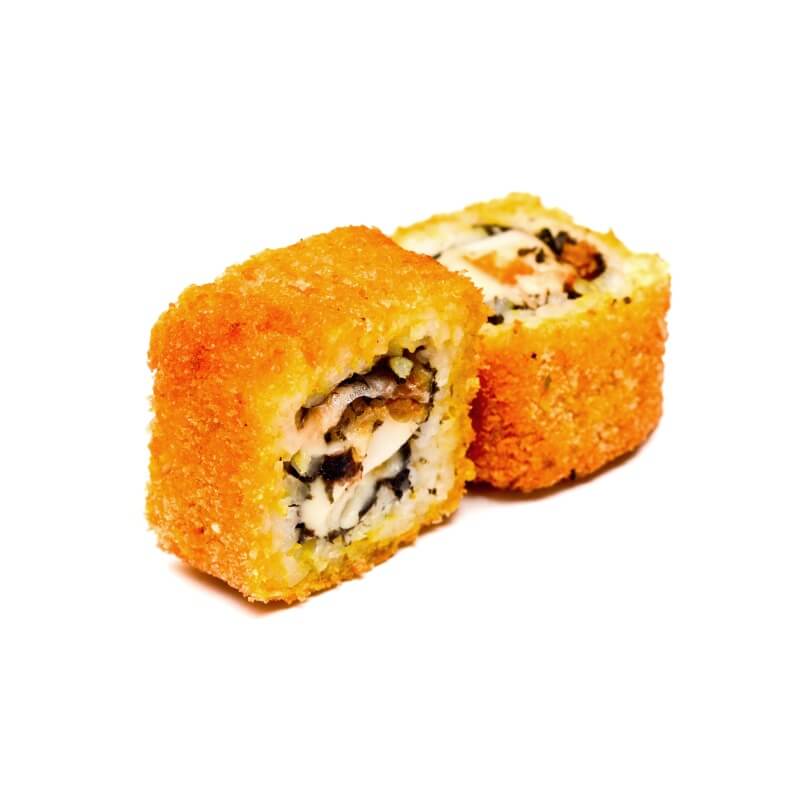 Жареный ролл с кальмаром и угрем