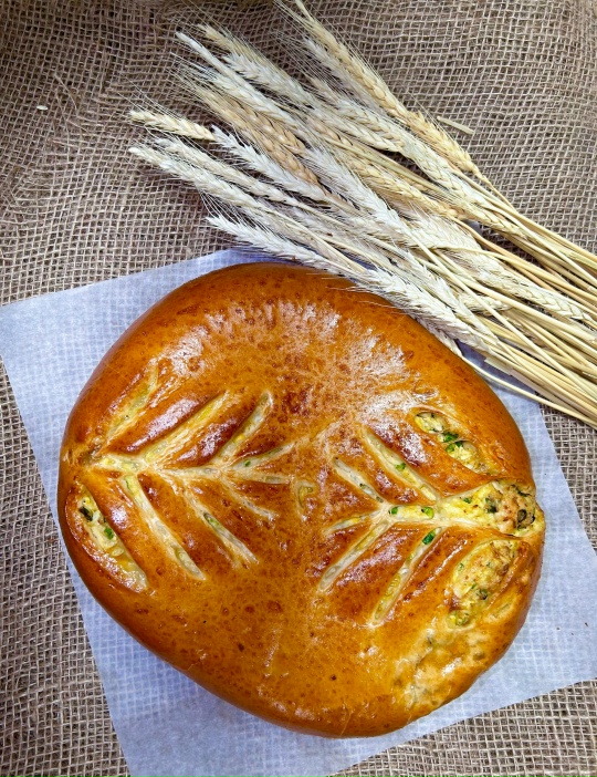 Пирог с зеленым луком и яйцом