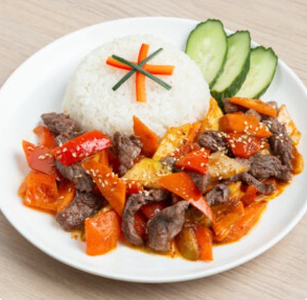 Рис с говядиной и овощами