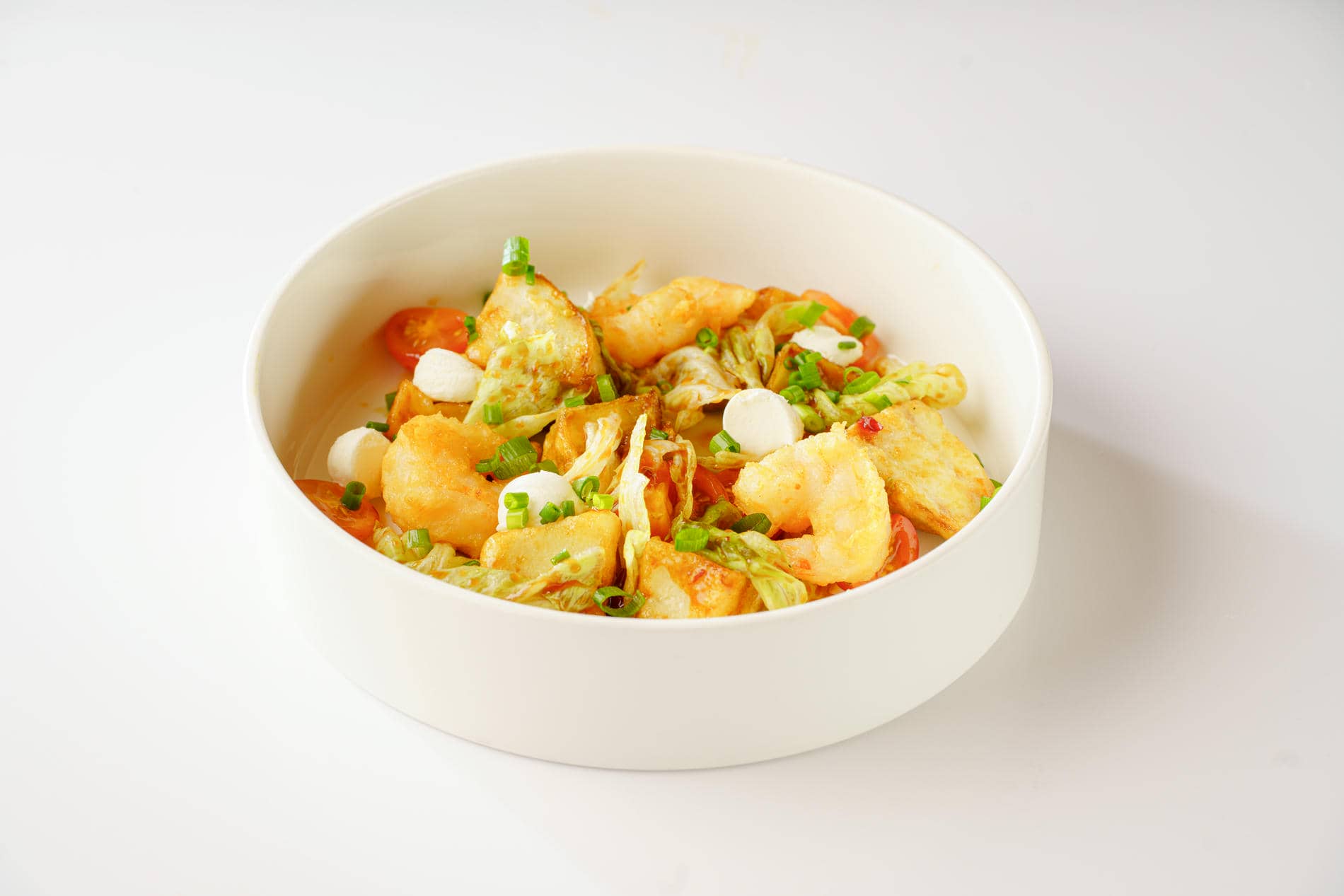 Салат с баклажанами и креветками