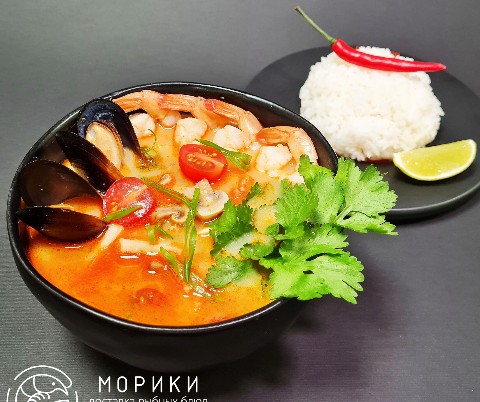 Суп Том Ям с морепрод. и порцией риса