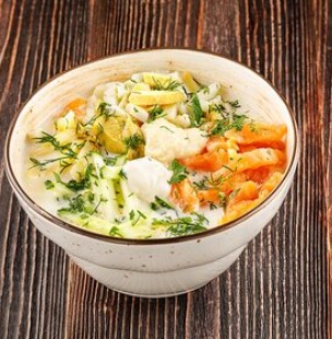 Окрошка из семги на мацони