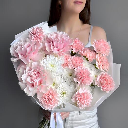 Нежный букет розовая французская роза