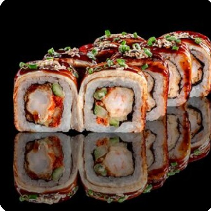 Ролл с угрем и креветкой