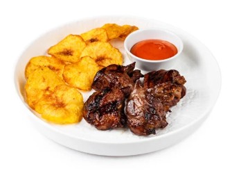 Стейк из свиной шеи с печеным картофелем