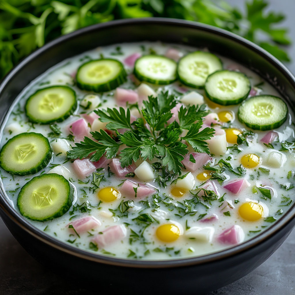 Окрошка мясная на кефире