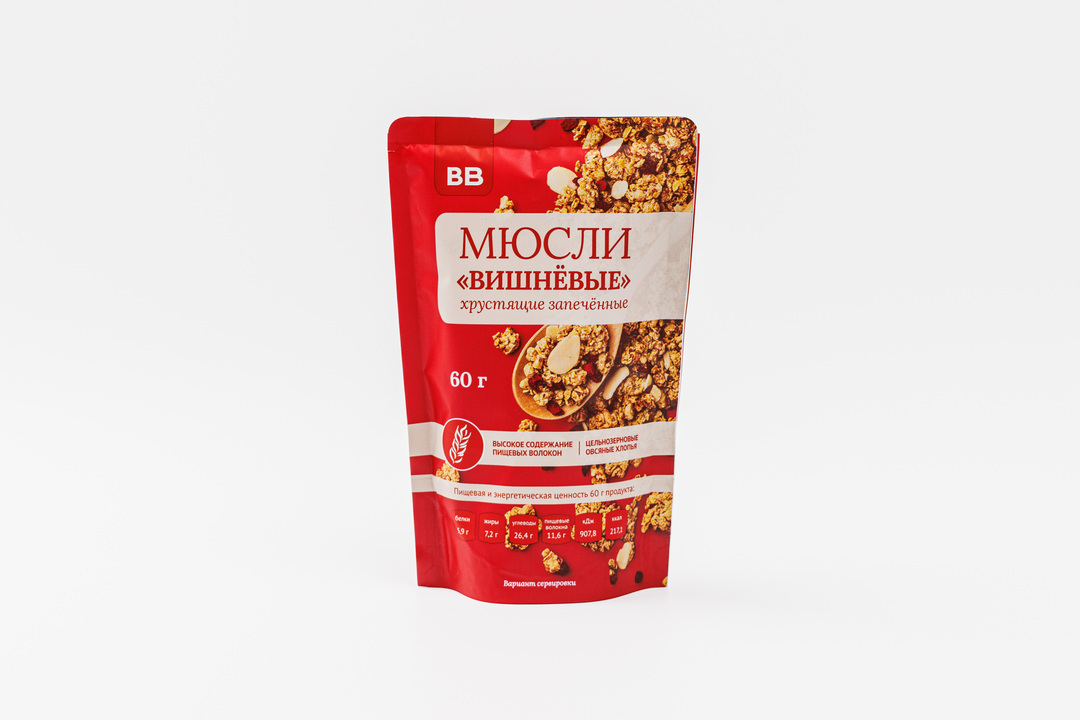 Мюсли хрустящие запеченные "Вишневые", 60 г