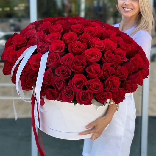 101 большая Роза в коробе гигант