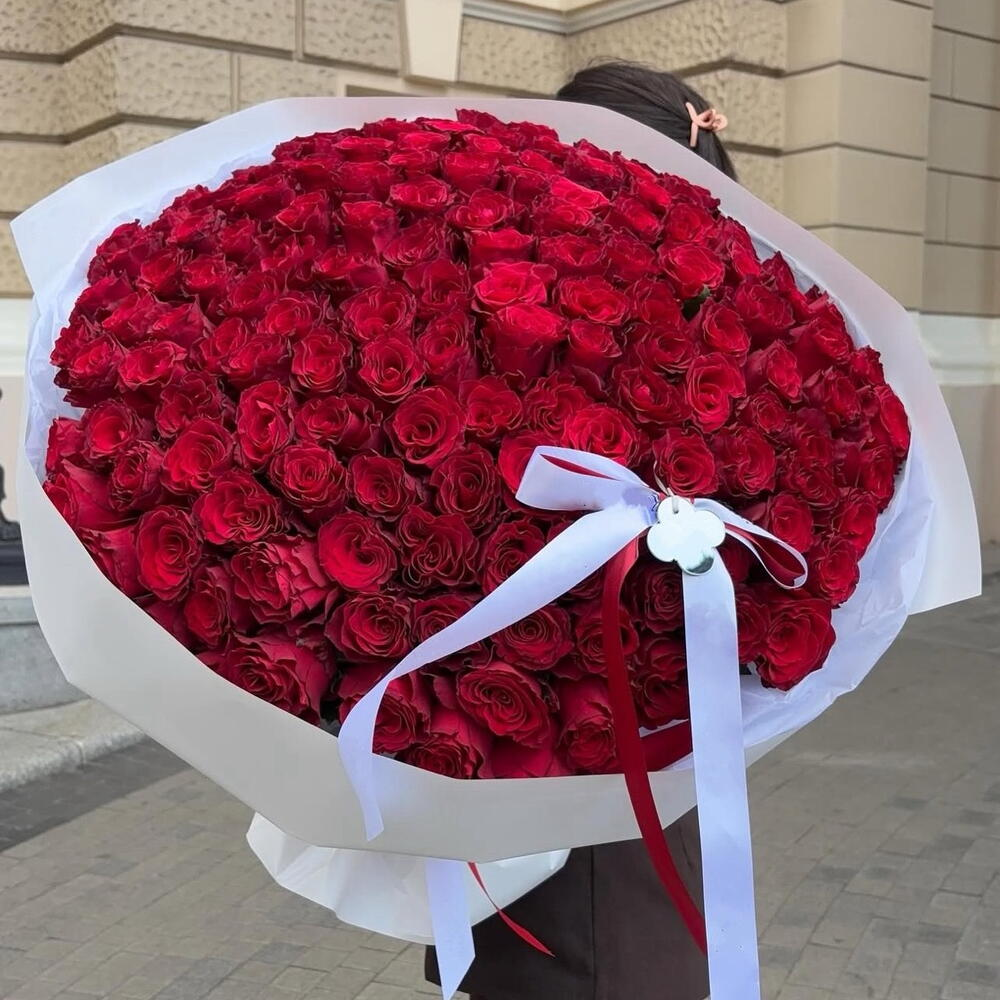101 Роза красная большой букет