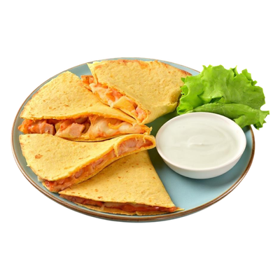 Кесадия с курицей и ананасом