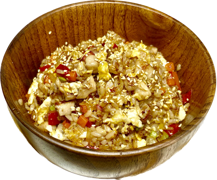 Тяхан рис с курицей, овощами и яйцом