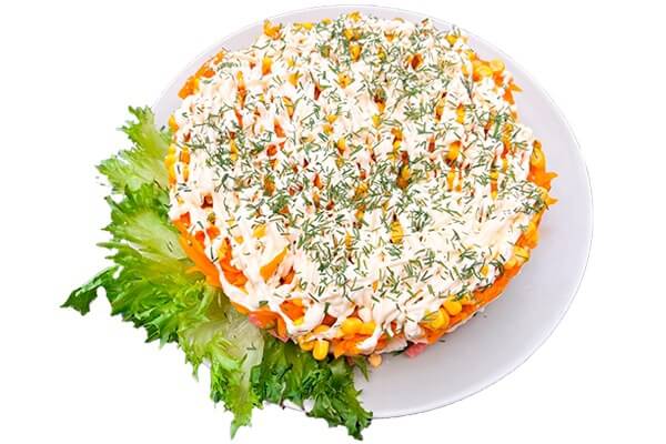 Салат из копч. колбаски и кукур. 500 гр.