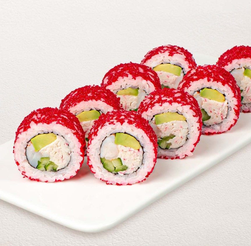 Ролл Калифорния с тигровой креветкой